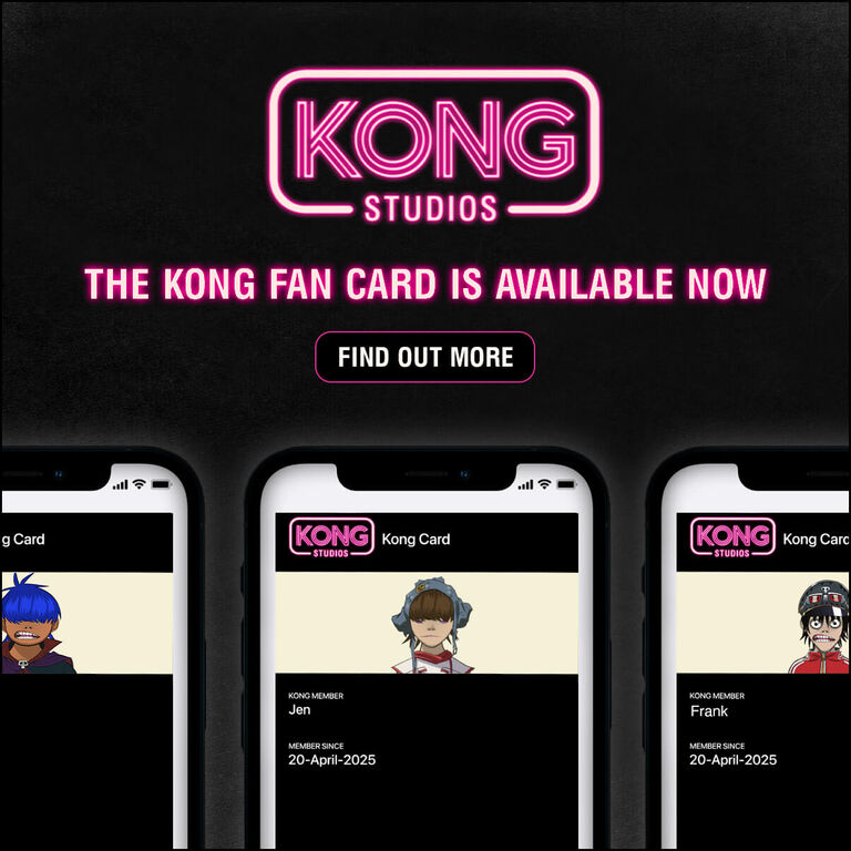 The Kong Fan Card is available now. Find out more at Gorillaz.com